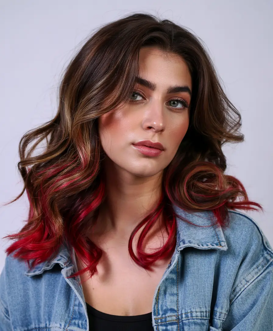 auburn hair color 2026 Cherry Tips with Brown Waves