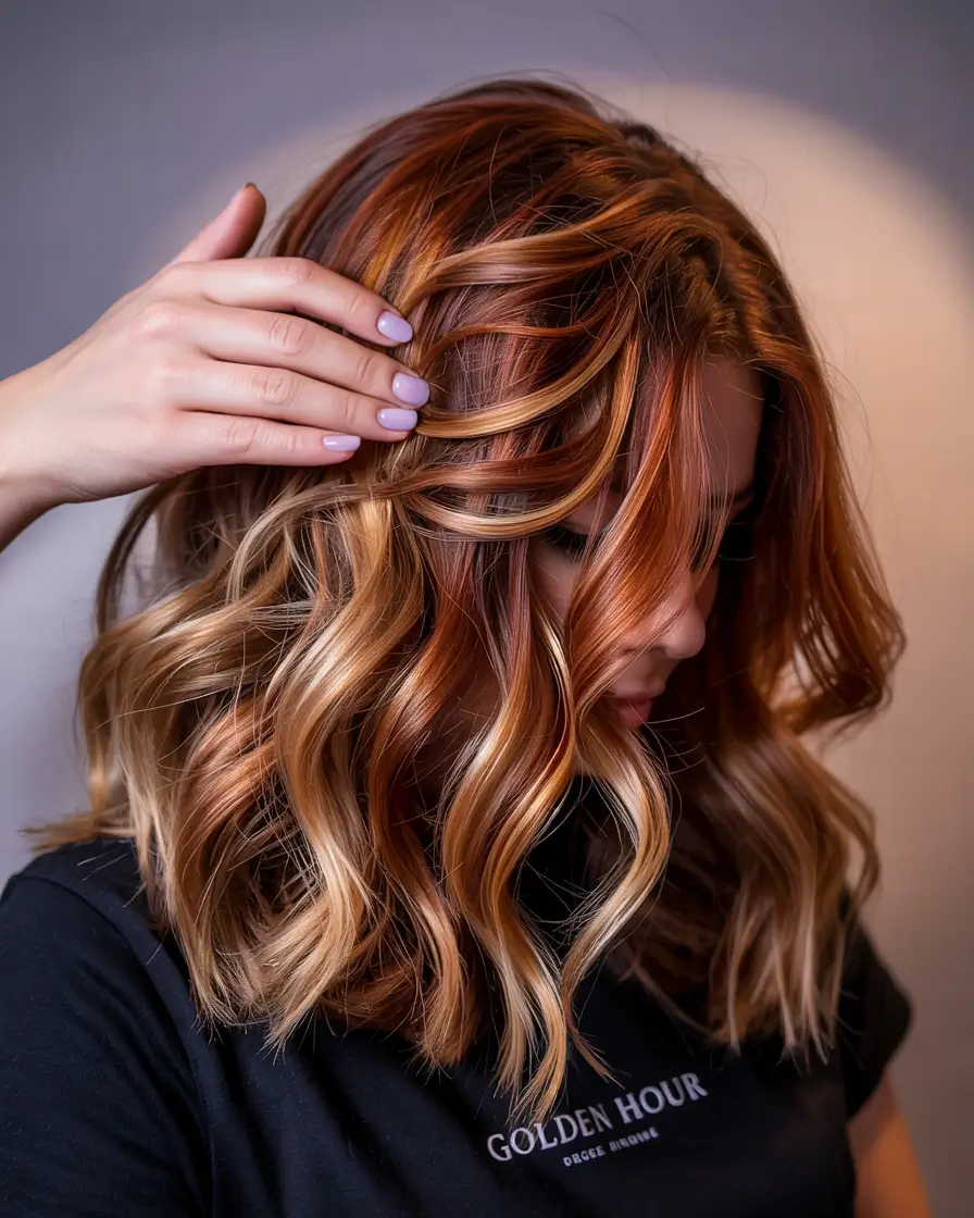 auburn hair color 2026 Copper Balayage Glow