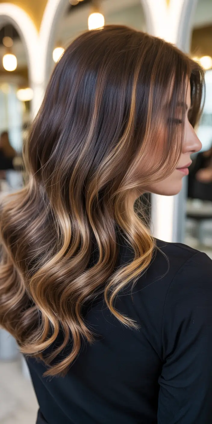 brunette hair color 2026 Golden Ribbons Brunette