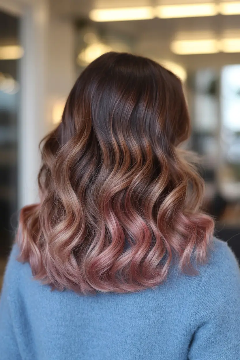 brunette hair color 2026 Rosewood Brunette Ombre