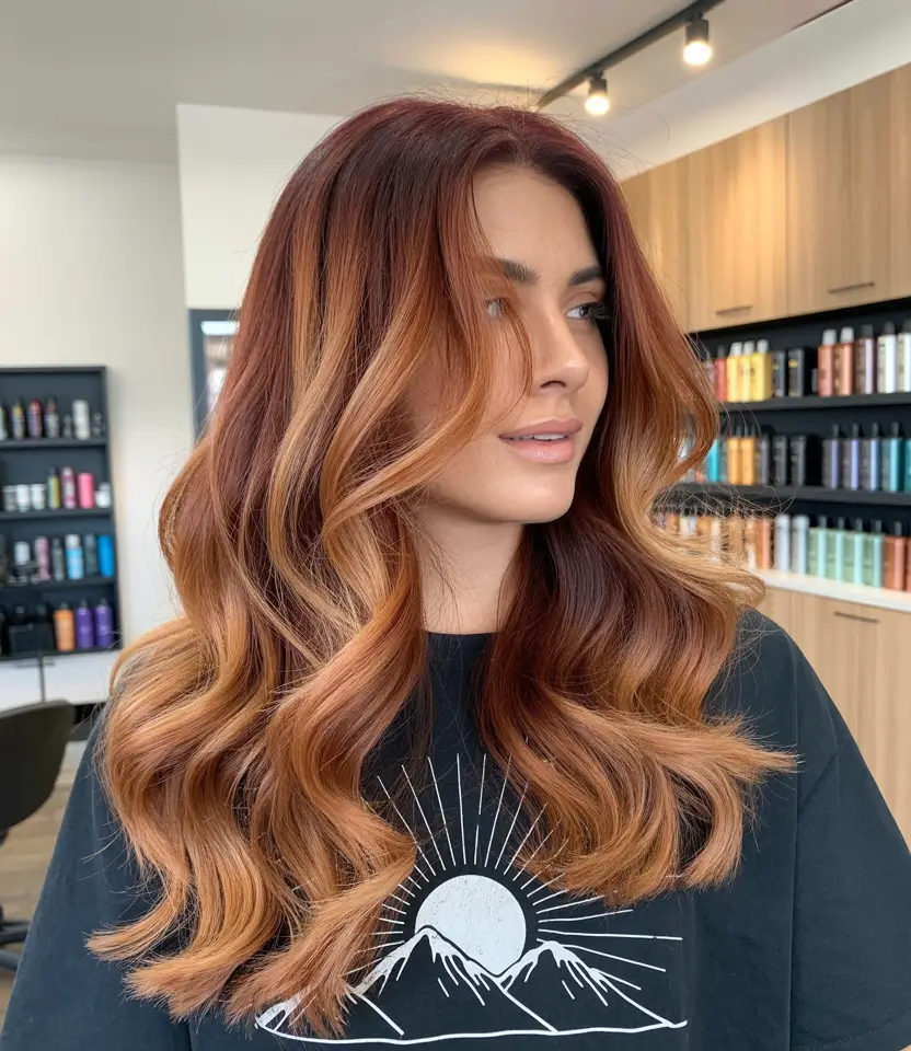 calico hair color 2026 Cinnamon Veil Glow Waves