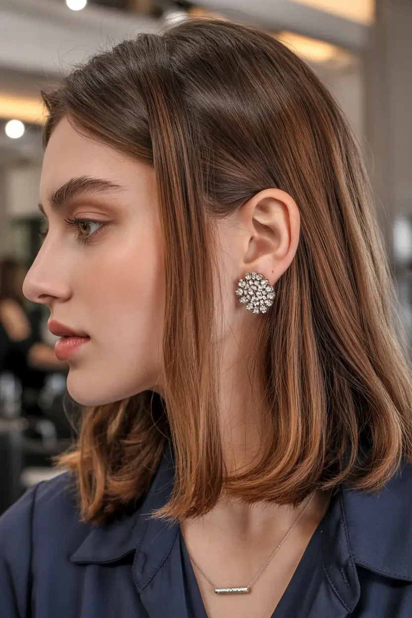 dark brown hair color 2026 Polished Chestnut Bob