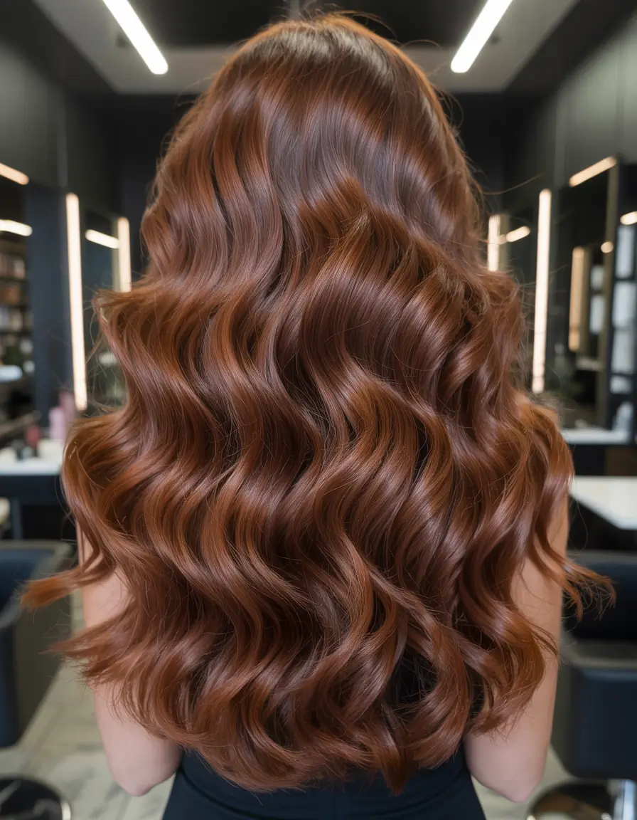 dark brown hair color 2026 Velvety Cinnamon-Warm Waves