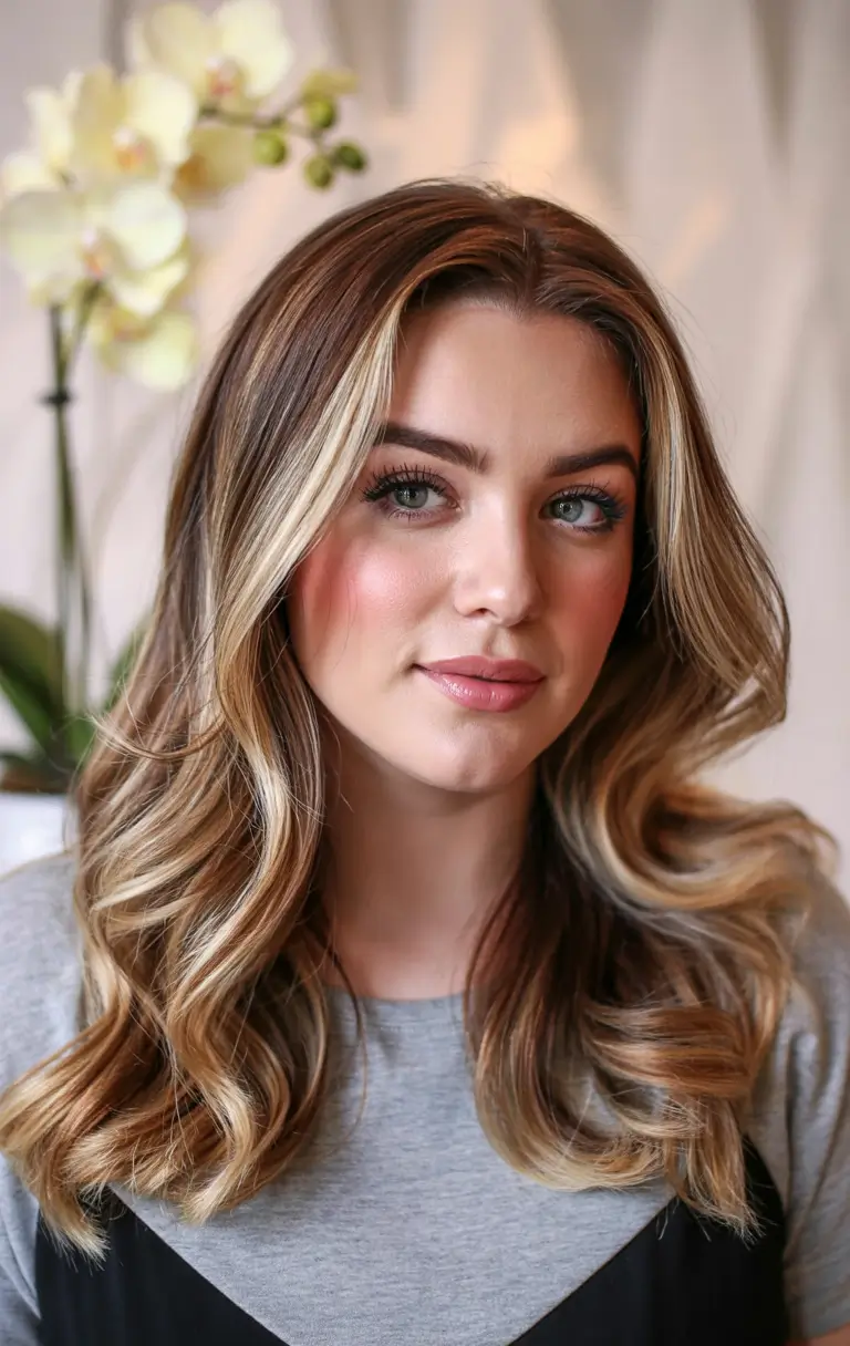 haircuts for plus size women 2026 Modern Money Piece Waves