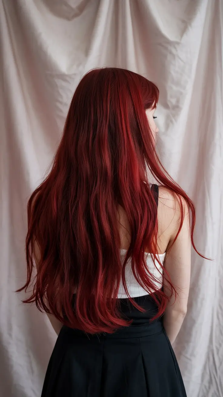 red hair colors 2026 Ruby Silk Elegance