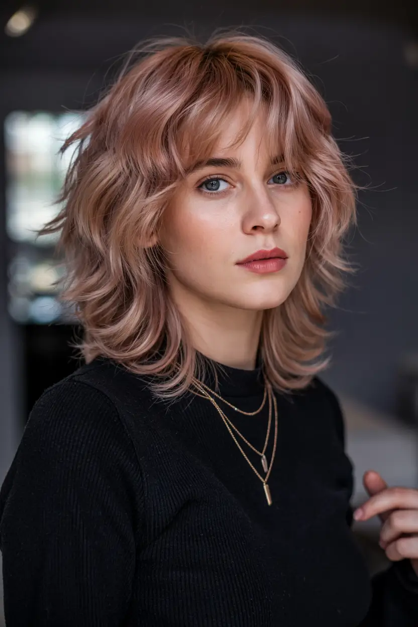 shag haircuts 2026 Dusty Rose Chic Shag