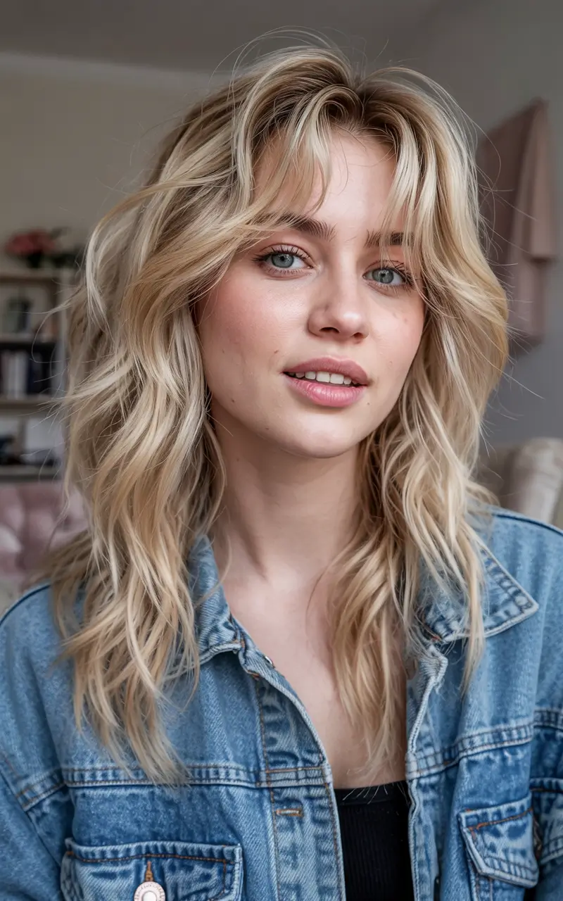 shag haircuts 2026 Golden Wavy Shag Revival