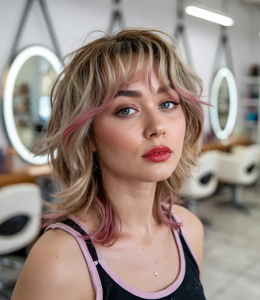 shag haircuts 2026 Pastel Touch Shag Energy