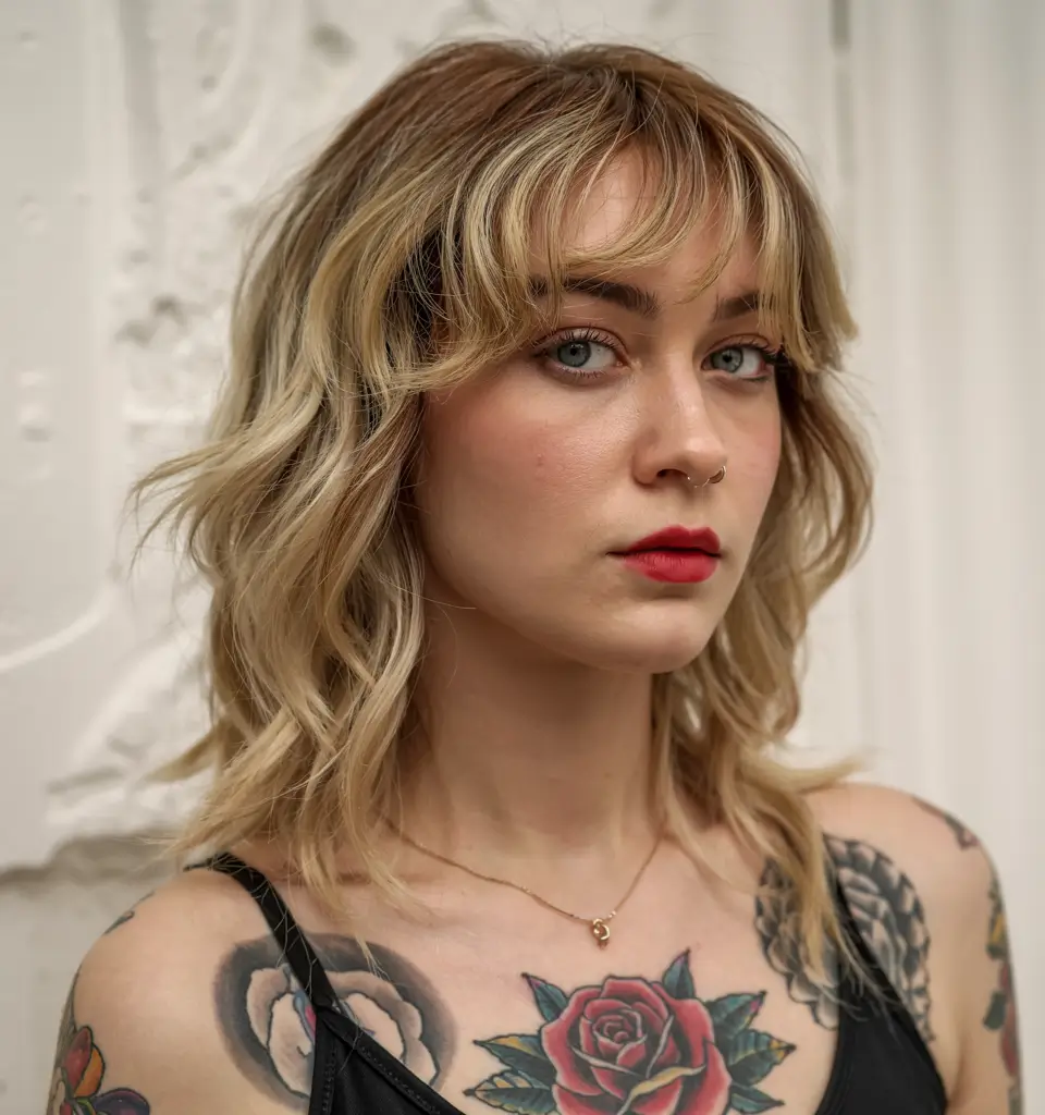 wolf haircut ideas 2026 Blonde Shag Wolf With Rocker Edge